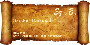 Szeder Barnabás névjegykártya